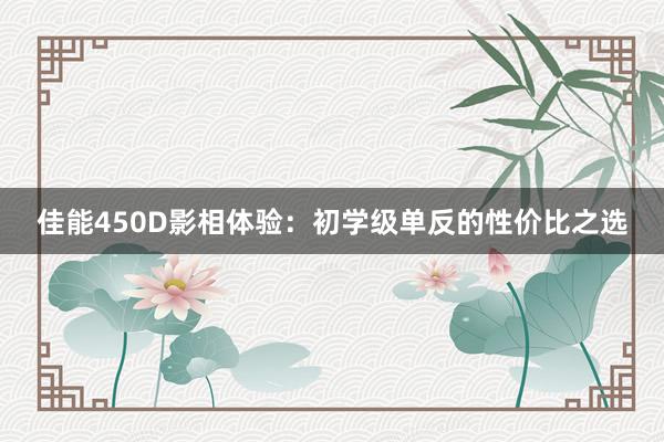 佳能450D影相体验：初学级单反的性价比之选